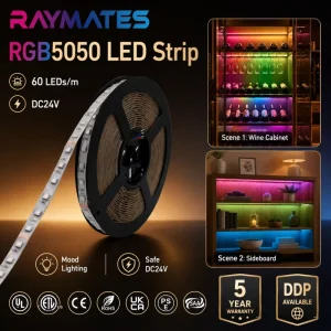 Smart Strip Lights 24V 12V UL 5050SMD 60LEDs 5m RGB Flexible Led Strip Lights