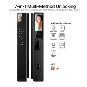 Smart Synchronized Unlock Hidden Handle Design Door Double Camera Voice Lock for Singapore