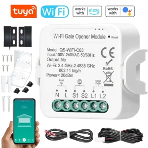 Smart TUYA Zigbee Garage Door Controller Gate Opener Smart Home System Alexa/Google Home Wireless Remote 220V AC IP21 Protection