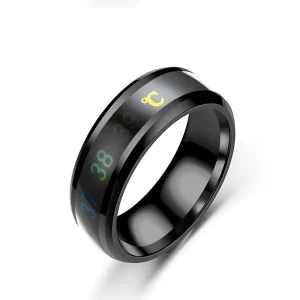 Smart Temperature Couple Ring Mood Temperature Display Ring Stainless Steel Rings for Lover