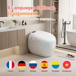 Smart Toilet 12 Inch Rough US Standard 110V Plug Voice Activated 6 Languages Customizable Heated Seat Ceramic Remote Control