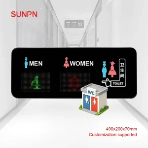 Smart Toilet Occupancy OLED Display Public Restroom Vacancy Counter Sign with Built In CMS Wall Mount for Commercial Buildings