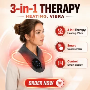 Smart Touch Screen Heated Shoulder Massager Wrap Vibration Red Light 3 Level Temp Rechargeable Convenient Relaxation Home Care