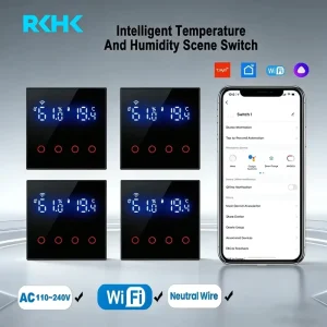 Smart Touch Screen Light Switch Digital Display Dimmable Wall Mounted Plastic Panel for Home Automation