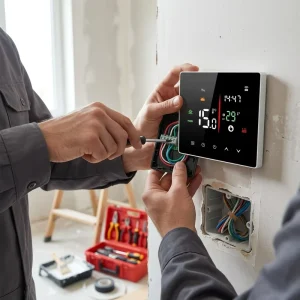 Smart Touch Screen Wi Fi Enabled Floor Heating Thermostat Flip Design Hydronic Boiler Systems Black Android Operation 90V 240V