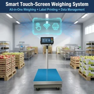 Smart Touchscreen Label Printing Scale TCS Barcode QR Code Counting Weighing Electronic Floor Scale IoT Enabled OEM