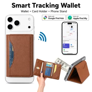 Smart Tracking Wallet Dual System Apple Find My & Google Find Hub PU GPS Locator magsafe Wallet for iPhone & Android