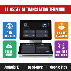 Smart Translator Dual Touch Screen 10point 1 Inch AI Translation Device for 165 Languages Conference Business Travel Voice Notes