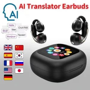 Smart Translators Touch Screen ANC Noise Cancelling Earbuds Long Battery Life Waterproof BT TWS Wireless Sports Earphones