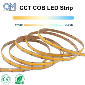 Smart Tunable White COB LED Strip Light 608LED 12V 24V IP33 Copper PCB Dimmable Warm to Cool White Flexible Linear Lighting