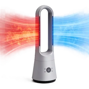 Smart Tuya Wifi Cooler Heater 2 In 1 Air Purifier Fan Tower Standing Bladeless Fan