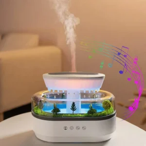 Smart Ultrasonic Essential Raindrop Aroma Oil Diffuser With LED Light White Noise Aroma Humidifier for Home Bedroom