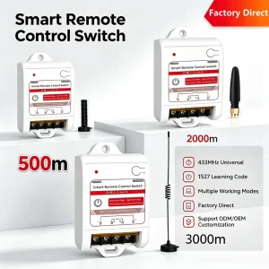 Smart Universal 433mhz Remote Control Switch 3000m Rf Relay Receiver for Water Pump Wireless Light Switch Garage Door Motor