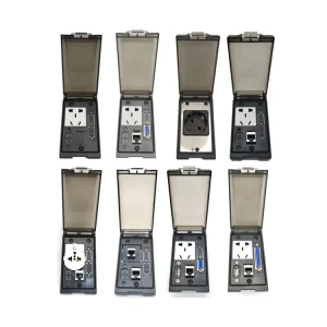 Smart Universal Plug with Socket with 3 Outlets RJ45 2 USB a Ports D-SUB9 IP56 Rated Commercial Use Non-Grounded