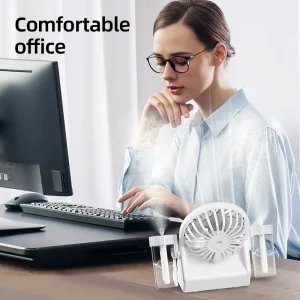 Smart Universal Versatile Mini Fan Dual Nozzle Mist Desktop Fan Usb Rechargeable Battery Air Cooler Premium Quality Fan