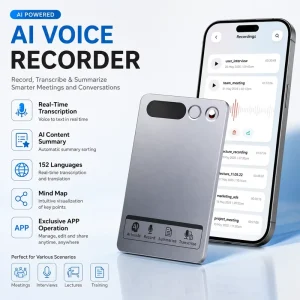 Smart Voice Activated AI Voice Recorder with Real time Transcription Simultaneous Interpretation & AI Note Taker