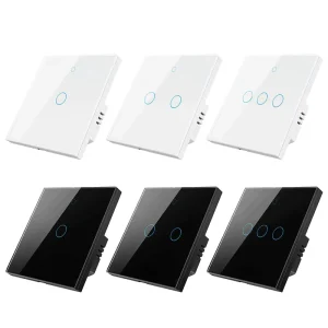 Smart Wall Switch with WiFi & RF433 Touch Panel Remote Control for Tempered Glass Lighting