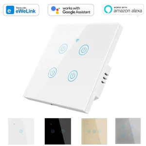 Smart Wall Switches 10A Zigbee Neutral Tempered Glass Panel Alexa Google Assistant Voice Control