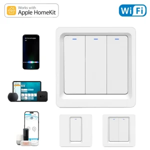 Smart Wall Switches Push Button Home Kit Smart Life 10A Apple Home Control Wireless Voice Control Alexa Compatible
