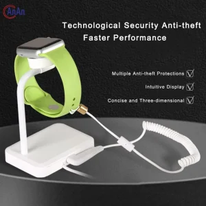 Smart Watch Anti Theft Alarm Display Stand ABS Material Qi Charging Anti Cut Cable Security Device Infrared Remote Control
