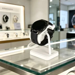 Smart Watch Anti Theft Alarm Display Stand ABS Material Qi Standard Charging Infrared Remote Control Anti Cut Cable System