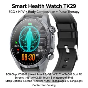 Smart Watch for Elderly Health Monitoring ECG Heart Rate Blood Pressure SpO2 Sleep Tracker SOS Emergency Function Magnetic
