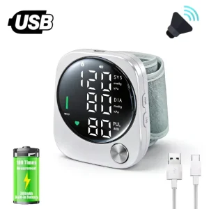 Smart Wellness Tracker with Large LED Backlight High Precision Personal Health Data Monitor USB C Rechargeable Wearable