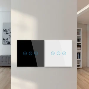 Smart WiFi 3 Gang IP20 Rated Curtain Switch Remote Control Tempered Glass Touching Panel Roller Shutter Switches