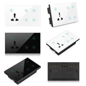 Smart WiFi 4 Gang Wall Light Touch Switches 13A Universal Electric Glass Panel Switch Sockets Remote Control Smart Home Devices