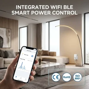 Smart WiFi BLE Socket Wireless Remote Control Plug Energy Monitoring Power Outlet Timer Schedule Home Automation White 15A