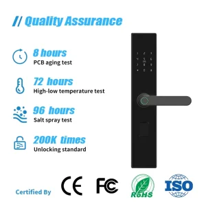 Smart WiFi Black Digital Door Handle Biometric Fingerprint Electronic Key for Home Use in Hotels Apartments