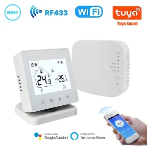 Smart WiFi Boiler Thermostat with RF Remote 7-Day 6-Period Programming Voice Control for Alexa Google CE RED ROHS Certified