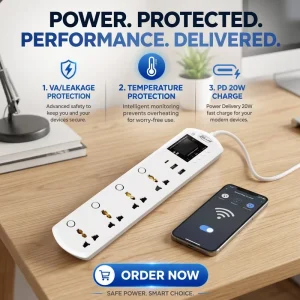 Smart WiFi Ennergy Monitoring Extension Socket VA Protection Power Strip WIFI with Temperature Ntc Sensor JJSVA-QC4LW
