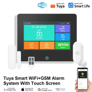 Smart WiFi GSM 4G Alarm System Touch Screen Panel Kit with Door Sensor PIR Motion Remote Works Alexa Google Home