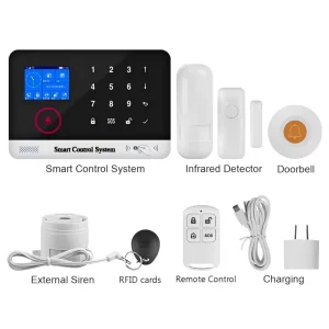 Smart WiFi GSM Home Security Alarm System Touch LCD Panel Wireless Door Sensor PIR Detector Gas Alarm Kit for House