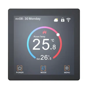 Smart WiFi Home Modern Living Room Thermostat with Colorful Touch Screen Multi-Language Programmable Temperature Controller
