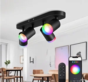 Smart WiFi LED Dimmable Ceiling Spotlight 30W Work with Alexa Tuya App Control RGBCW Surface Mounted 4 Light LED Track Lighting