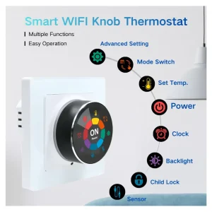 Smart WiFi TFT Knob Thermostat for Home Temperature Heating and Cooling Control Thermostat of 16A Thermostat