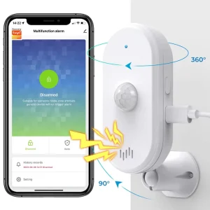 Smart WiFi Type-c Powered App Remote Control Anti Pet PIR Sensor Infrared Motion Detector 80db Alarm for Home Use