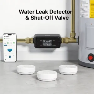 Smart WiFi Water Leak Protection System Auto Shutoff Function with Flow Pressure Temperature Monitoring