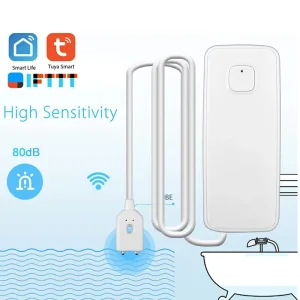 Smart WiFi Water Leakage Detection Door Sensor with ABS Material and 80dB Sound Alarm for Home Kitchen Basement Bathroom