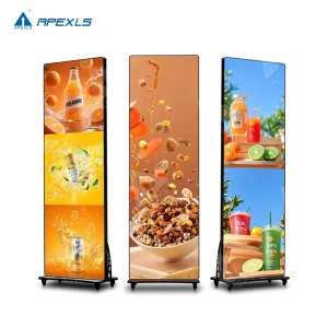 Smart Wifi 4g Usb Movable Advertising Indoor Led Mirror Totem Foldable Standing Digital Hd Led Poster Display Screen for Events