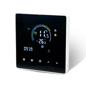 Smart Wifi Thermostat with Touch Screen Programming for Custom Heating Schedules in Residential and Commercial Buildings