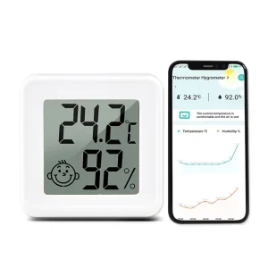Smart Wireless Digital Temperature and Humidity Sensor Thermostat Bluetooth-Connected Household Thermometer Plastic Material