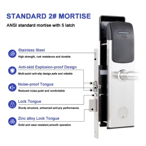 Smart Wood Door Lock System with Stainless Steel Memory Card SDK & for Card Unlock