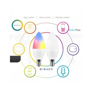 Smart Zigbee/Wi-Fi Plastic Candle Bulb 5W E14-Alexa Google Voice Control Dimmable Color Changing Light Home System Smart Devices