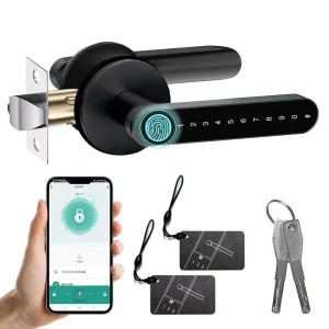 Smart Zinc Alloy Spherical Door Lock BLE Fingerprint Keyless Entry Password Unlock App Control for Home Bedroom Security