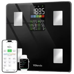 Smart for Digital Body Composition Scale with Large Color Screen Tempered Glass 180kg Capacity for Bathroom Use