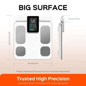 Smart for Digital Tempered Glass Body Fat Scale High Precision 8-Electrode Muscle Weight 180kg Capacity IOS/Android Body