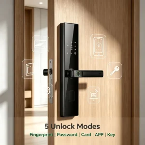 Smartier Digital Lock Handle Key Fingerprint Security Smart Wood/Steel Lock Tuya App Electronic Biometric Aluminum Alloy Cloud
